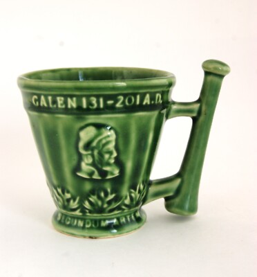 Pharmacy themed Coffee Cup Green Morter and Pestle Shape by Schering