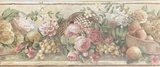 Wallpaper Border Basket Weave Flowers Grapes Fruit The Valley Collection
