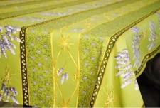LE CLUNY, LAVENDER GREEN FRENCH PROVENCE COATED COTTON TABLECLOTH, 60" x 96"