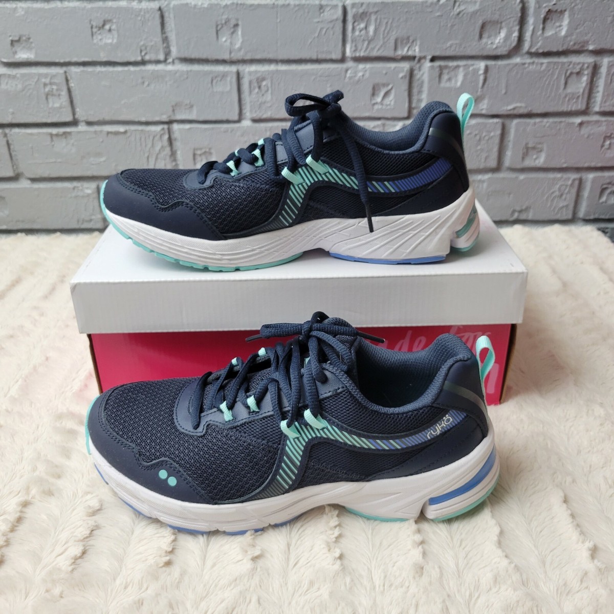 Ryka Mesh Lace-Up Memory Foam Sneakers Intrigue Navy Blue