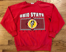 VTG 80s Ohio State Buckeyes Red Sweatshirt Youth XL 16-18 Brutus The Buckeye