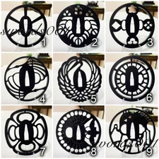 Black Iron Tsuba Steel Hand Guard For Japanese Katana DIY Sword Maintenance