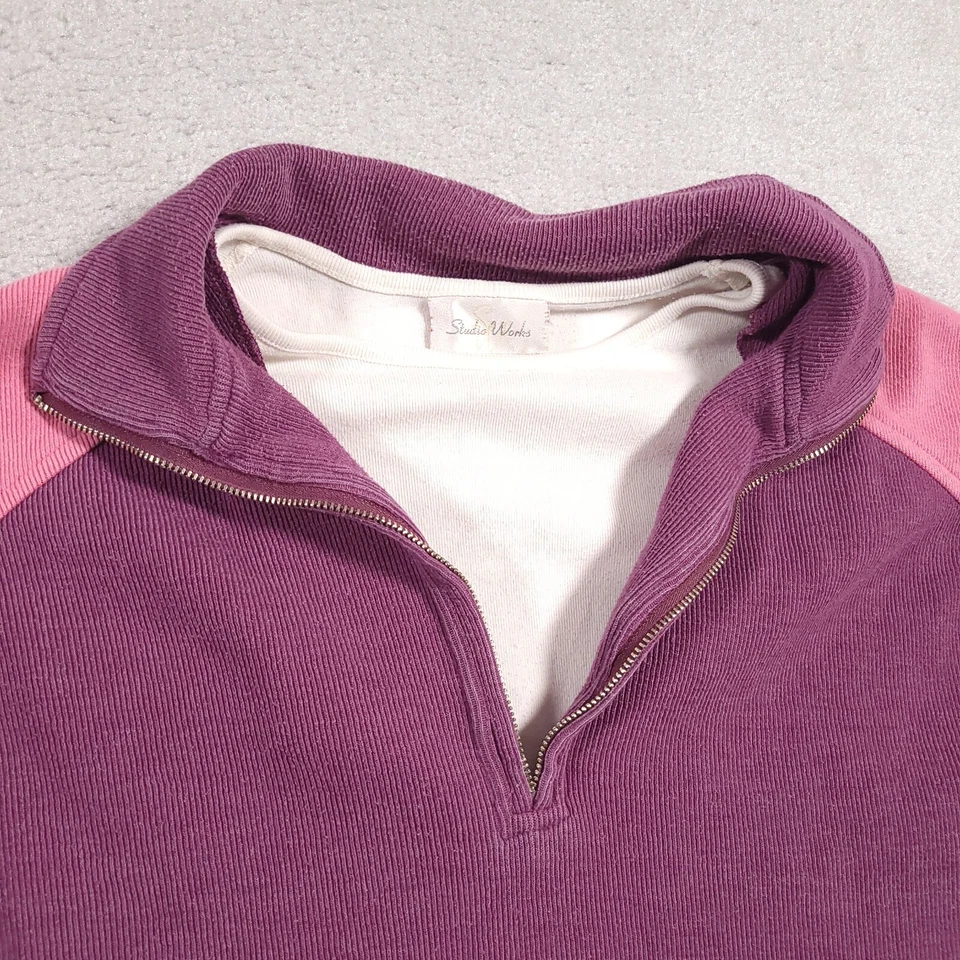 Studio Works Sweater Women's Mediun Pink Purple Colorblock Long Sleeve Heavy - Image 3 of 4