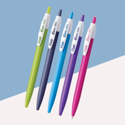 FLAIR Flair Ezee Click Blue Ball Pen ( Pack of 100 ) helps you write smoothly