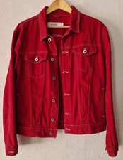 Vintage Top Man Classic Bright Red White Denim Style Jean Jacket 4 Pockets M 42