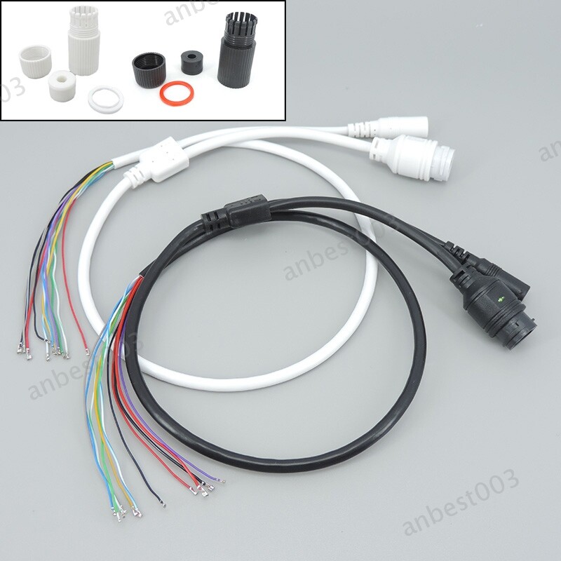 11 core POE IP Camera PCB Module power cable RJ45 DC waterproof 4/5(+)  7/8(-)