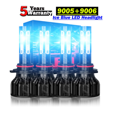 Pair 8000K Ice Blue LED Headlight Bulbs Kit For Mack CXN613 CXU613 CT713 GU813