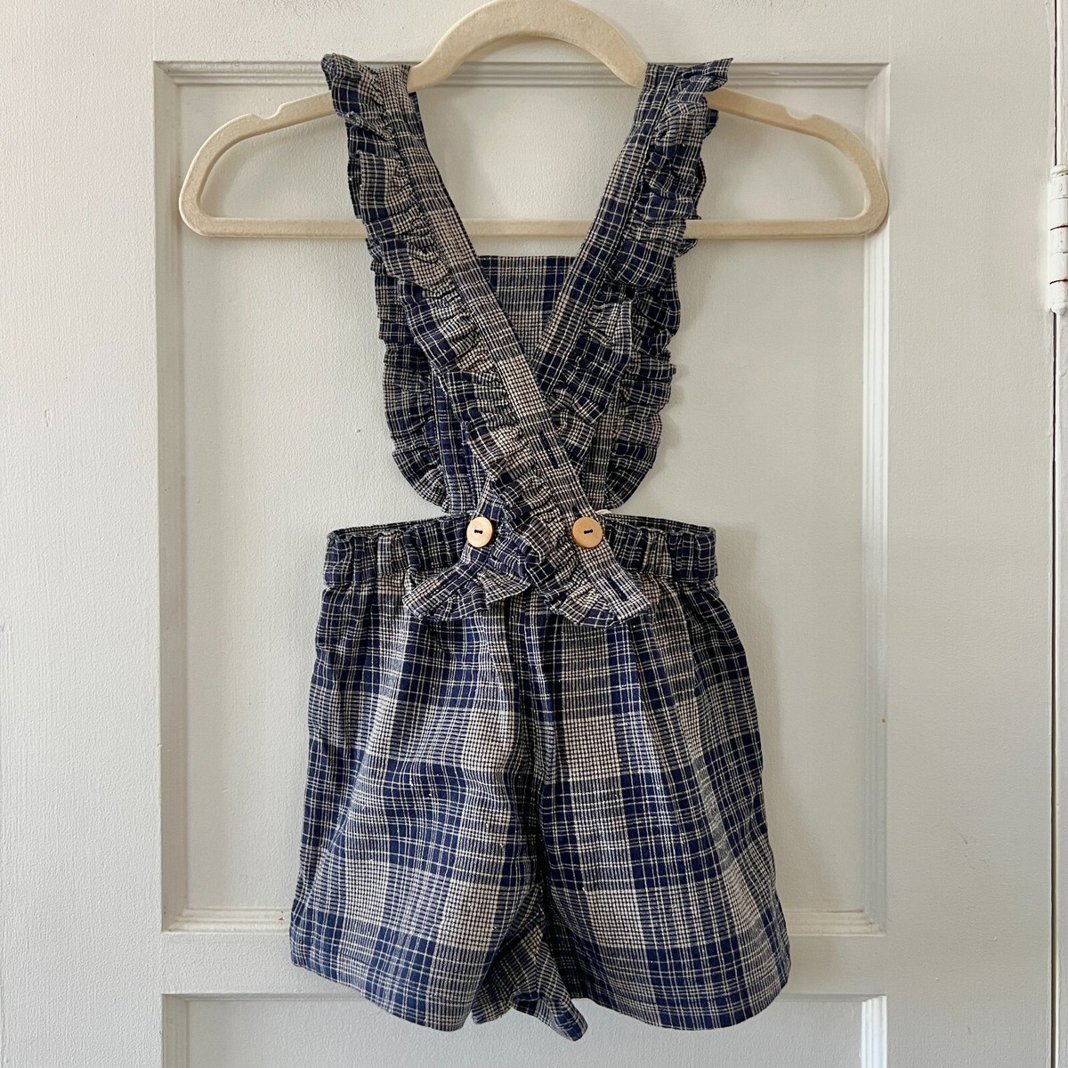 NWT Soor Ploom Jojo Playsuit Vintage Plaid 6YR Ruffle Overalls 
