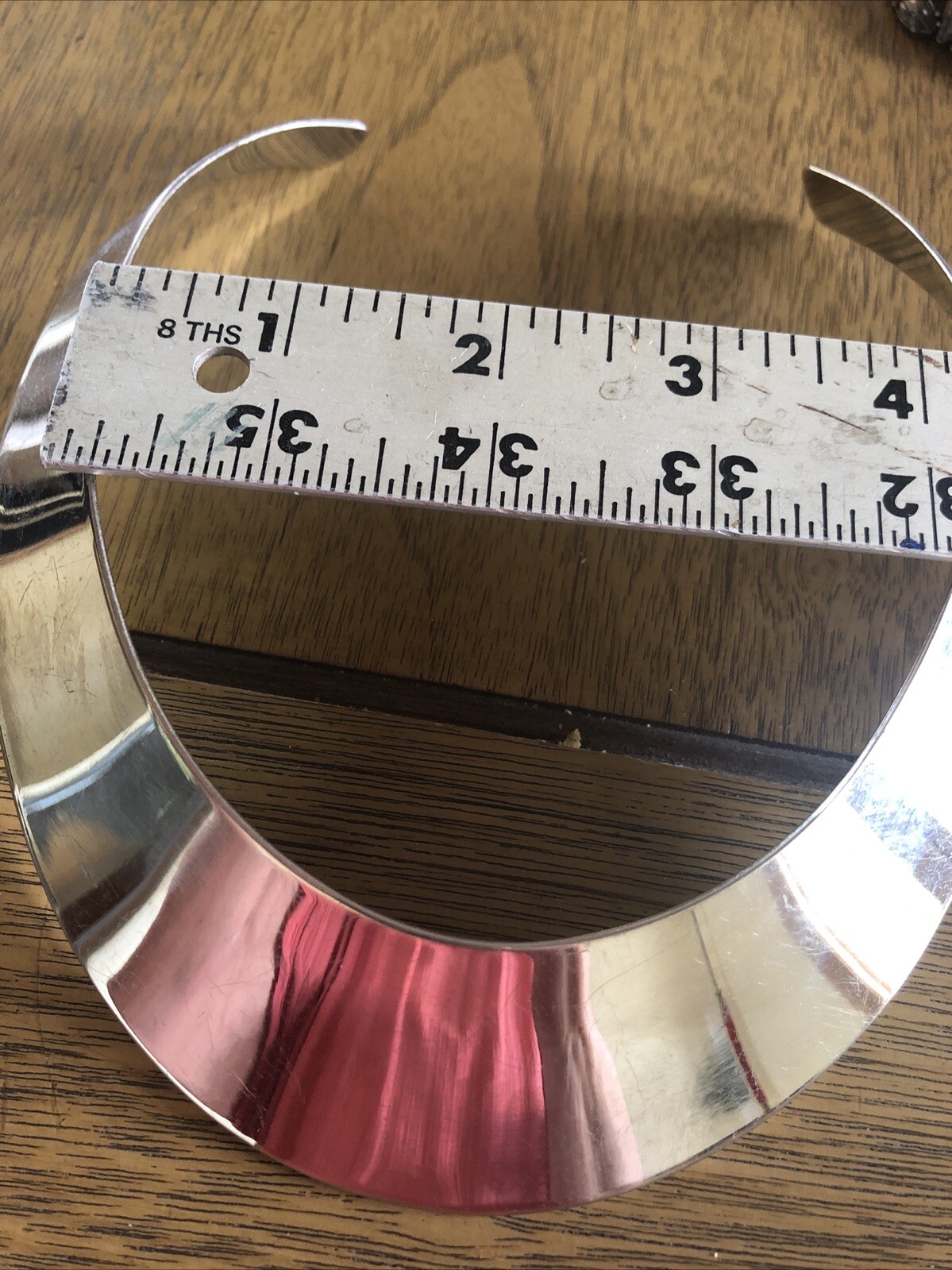 Wide Tapered Silvertone Collar Necklace 