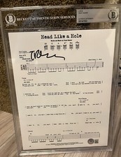 TRENT REZNOR SIGNED HEAD LIKE A HOLE AUTOGRAPH LYRIC SHEET MUSIC SLAB BECKETT