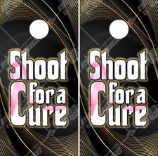Shoot For A Cure Pink Ribbon Cornhole Wrap Bag Toss Skin Decal Sticker Wraps