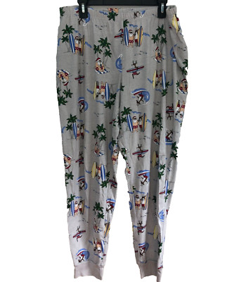 FAMILY PJs Macys Womens Santa at the Beach Cuffed Pants Pajamas Size Large