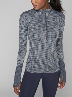 Athleta Women's Jacket Gray Flurry Half Zip Base Layer Mock Neck Long Sleeve