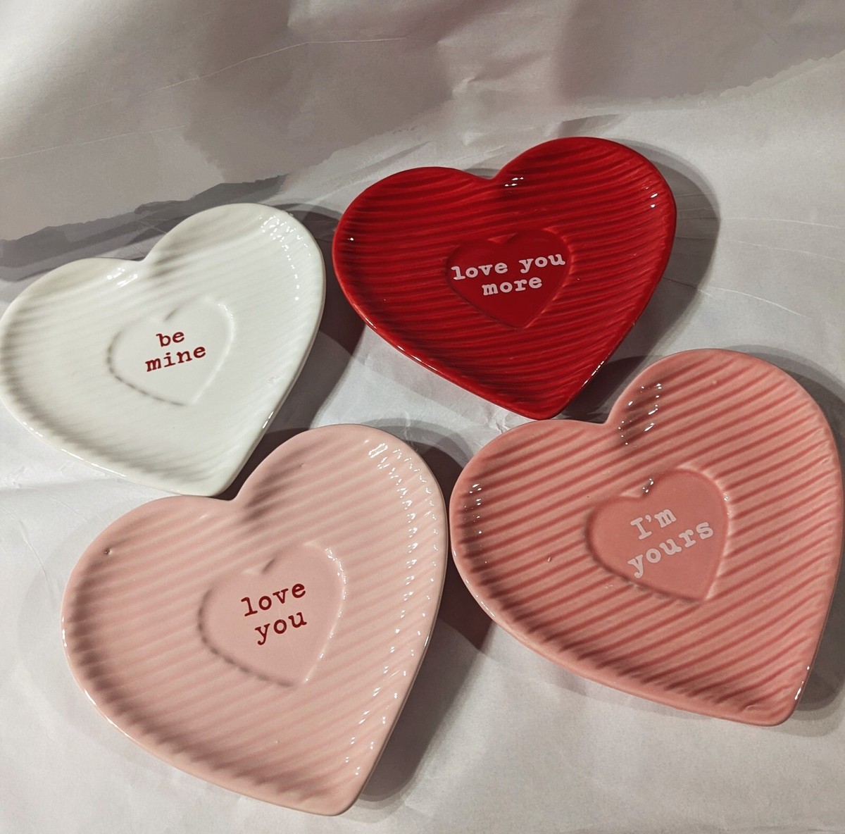Sheffield Home Set of 4 Heart Shaped Plates Valentines Day, 4 Love