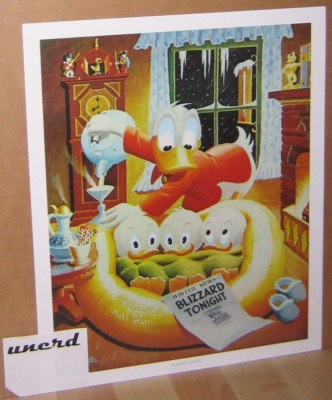 Carl Barks Kunstdruck: Blizzard tonight - Donald Duck, Nephews Winter Art Print
