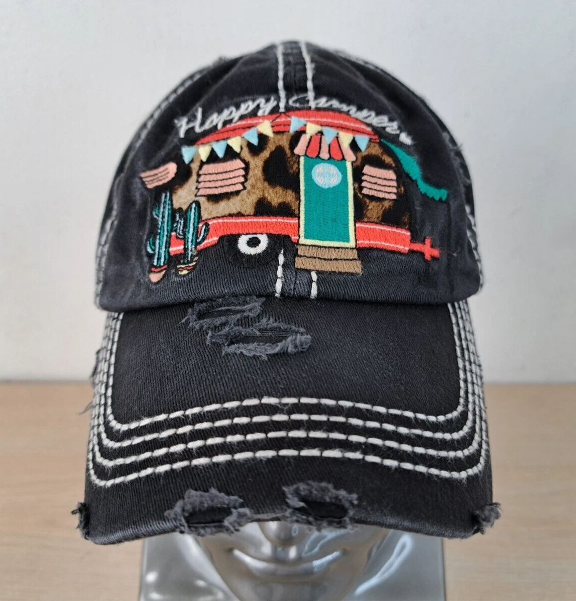 HAPPY CAMPER LEOPARD PRINT WOMENS ADJUSTABLE STRAPBACK  display picture 3