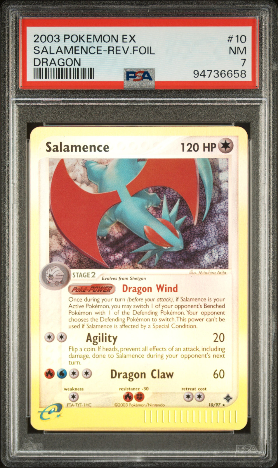 2003 Pokemon EX Dragon Salamence Reverse Foil 10/97 PSA 7