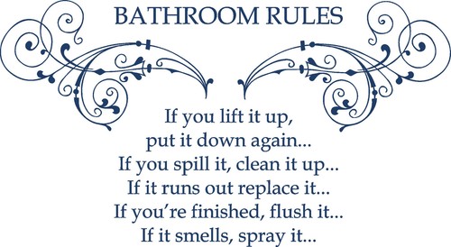Bathroom Rules Quote, Vinyl Wall Art Sticker Decal Mural, Home, Wall, Decor - Picture 13 of 19