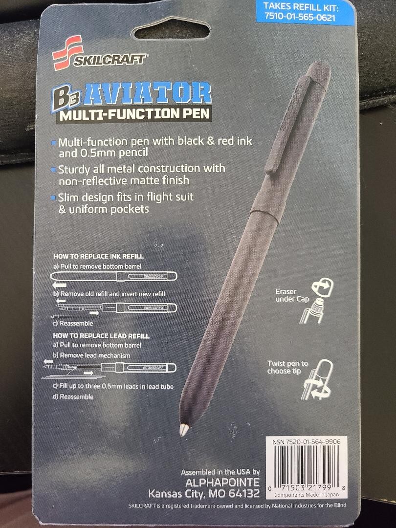 BRAND NEW SKILCRAFT B3 Aviator 3-in-1 Pen Pencil Black