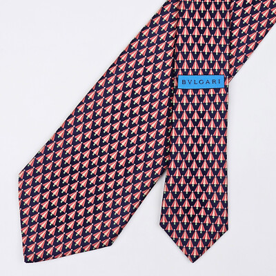 Bvlgari Bulgari Tie Silk Necktie Red Umbrella on Dark Blue | eBay
