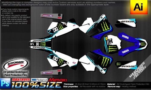 YAMAHA YZ125 YZ250 1996 1997 1998 1999 2001 MAXCROSS GRAPHICS FULL DECALS KIT MX - Picture 2 of 3