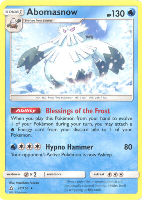 Pokemon Card - Sun & Moon Ultra Prism 38/156 - ABOMASNOW (rare) - NM/M