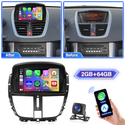 2+64GB Carplay Android Für Peugeot 207 2006-2015 Autoradio GPS NAVI WIFI +Kamera
