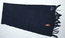 POLO RALPH LAUREN Navy Lambswool Fringed Scarf 10 X 49 EXC