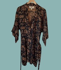 Solz Squirrel Vintage Chinese Black Kimono Robe Sz S