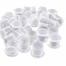 Tattoo Ink Caps Large 300Pcs Disposable Plastic Microblading Pigment Cups Stand