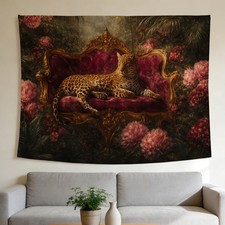 Baroque Vintage Leopard Floral Tapestry Wall Hanging Art Home Festival Decor
