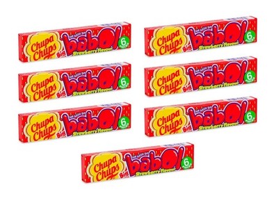 7 Pack Chupa Chups Big Babol Strawberry Bubble Gum 42 Pieces Total