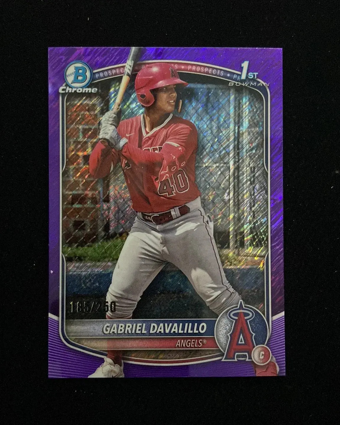 2025 Bowman Chrome Prospects Purple Shimmer Gabriel Davalillo 1st 185/250 HD