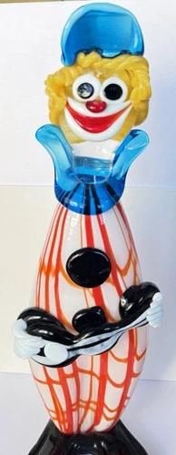 Art Glass Multicolor Clown Figurine Decorative Glossy Abstract