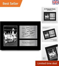 Signed A4 Leeds United 1972 FA Cup Winners Photo Display - Framed Memorabilia