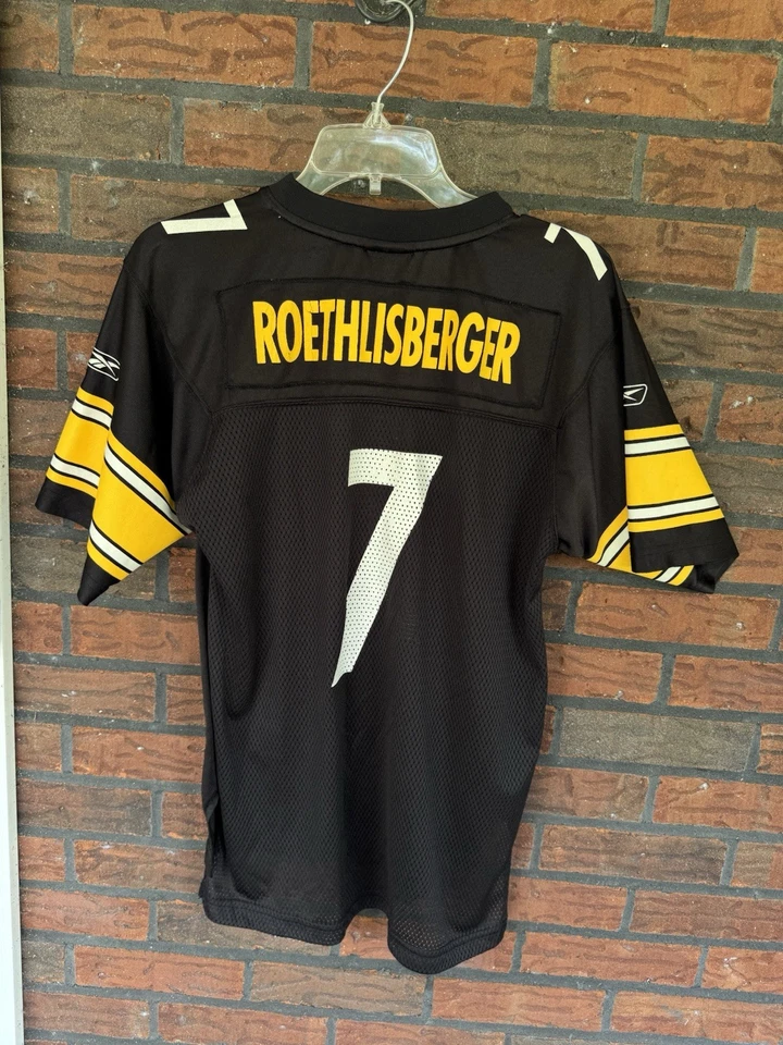 Camiseta Pittsburgh Steelers Reebok Juvenil Grande 14-16 Roethlisberger #7 Camisa Niños Foto 2 de 4