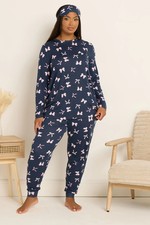 Yours Curve Women's Plus Size Soft Touch Pyjama & Eye Mask Set
