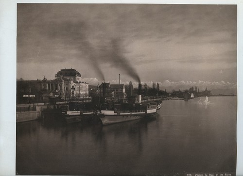 Schweiz Zürich Dampfschiff Kai und die Alpen altes Foto Schröder 1890 - Bild 3 von 3