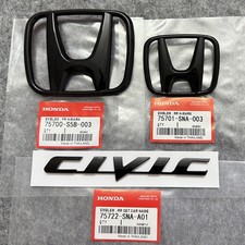 Black Front Grille Trunk Emblem For Honda Civic 2006-2011 Si Sport Sedan 4-door