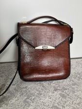 Vintage Roche Leather Burgundy Embossed Crossbody Messenger Bag USA Made