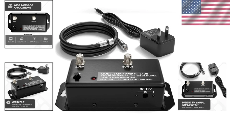 Premium Digital TV Signal Amplifier – 24 dB, Easy Install with Coax Cable - Image 2 of 4