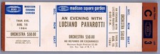 Ancien billet de concert complet Luciano Pavarotti 1984 Madison Square Garden