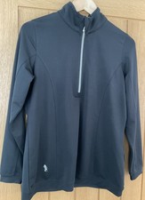 Damen Glenmuir Mid Layer 1/4 Zip Langarm Top (Größe M in Schwarz)