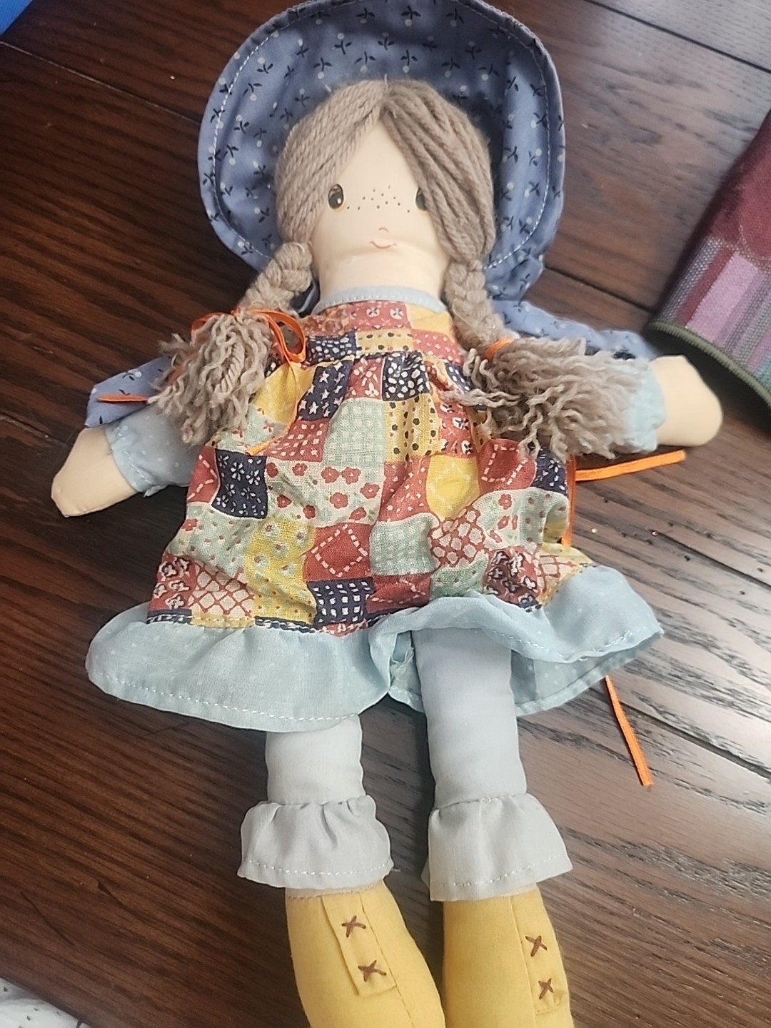 Cuddle Wit ~Old Fashion Prairie Rag Doll~12&rdquo; vintage cloth patchwork  net
