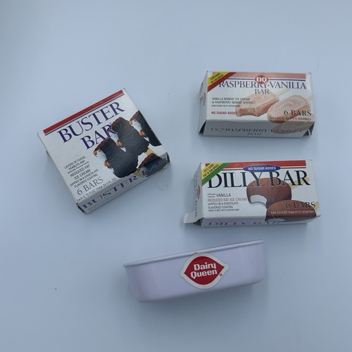 4 Pc Vtg Lot Dairy Queen DQ Ice Cream Boxes Dilly Buster Bar Play Food Pretend