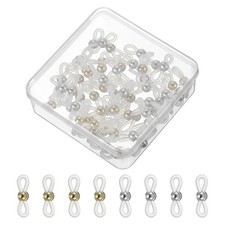 Eyeglass End, 60 Pcs Round Connector with Small Box, White Gold/Silver