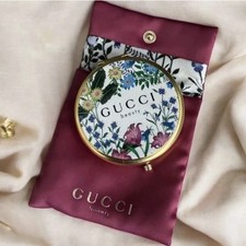 Gucci Beauty Floral Compact Mirror Gold Tone With Satin Pouch New 73