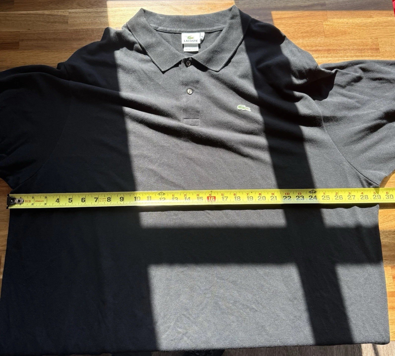 Lacoste Polo Shirt Mens Size 11L 2XLT Cotton Regular Fit Black Short Sleeve READ thumbnail 9