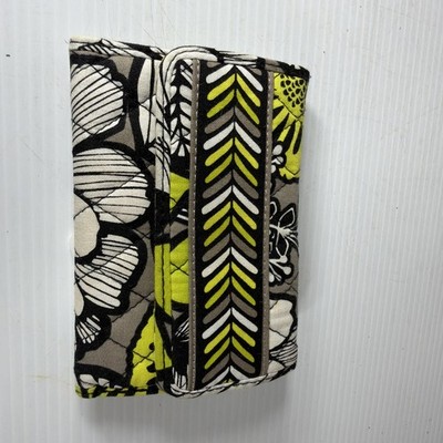 Vera Bradley Fanfare Wallet Black/White/Yellow/Gray Double Snap