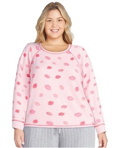 Joyspun Women's Pink Sky Kisses Sleep Pajama Top Size Large NWT